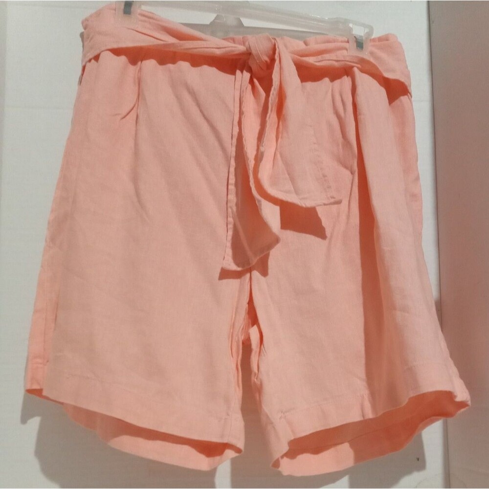 Land N Sea Tie Waist Shorts Peach Women's Size Large Elastic Waist Solid